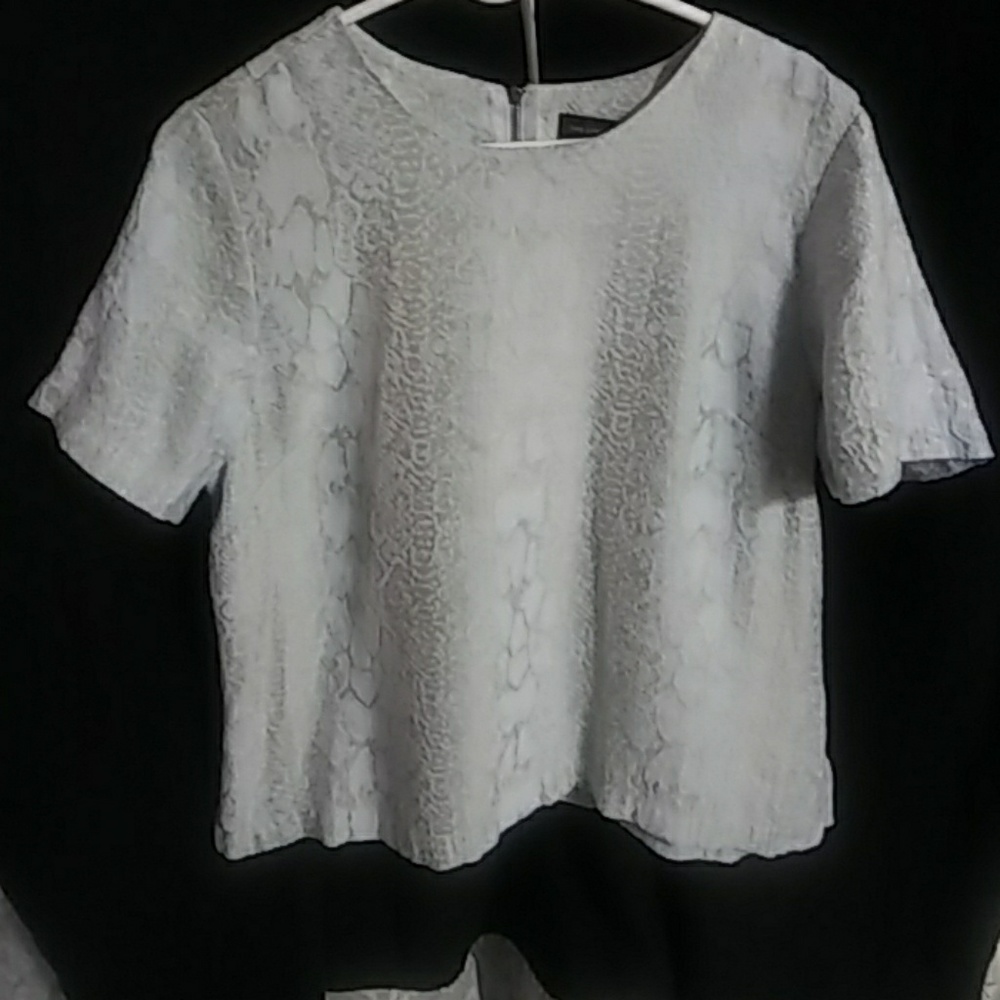 Blue & Gold Structured Snake Animal Print Short Sleeve Top Career Piece Grunge